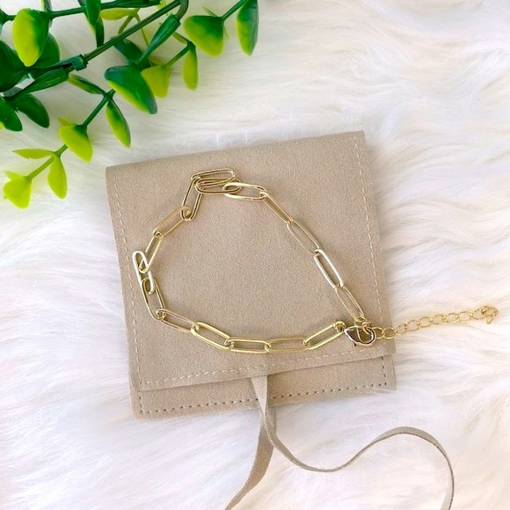 14K Gold Filled Paper clip Anklet - Picture 4 of 9